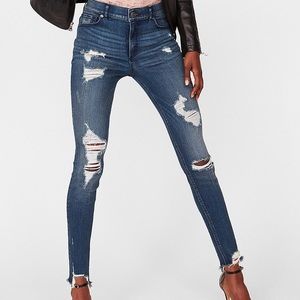 Express high waisted ripped jeans